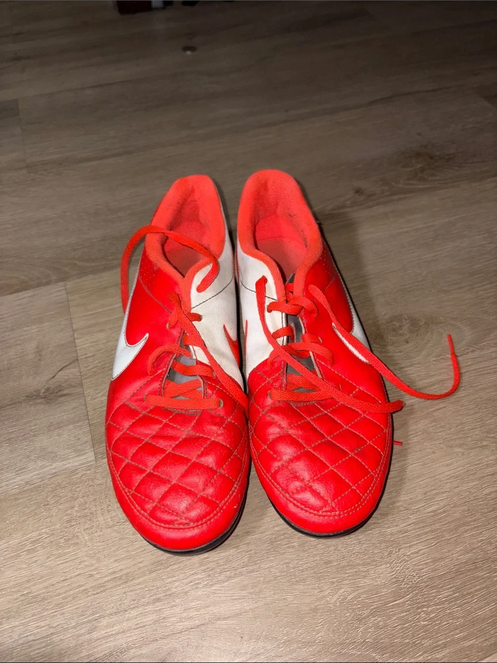 Nike Red and White Quilted-Pattern Sneakers